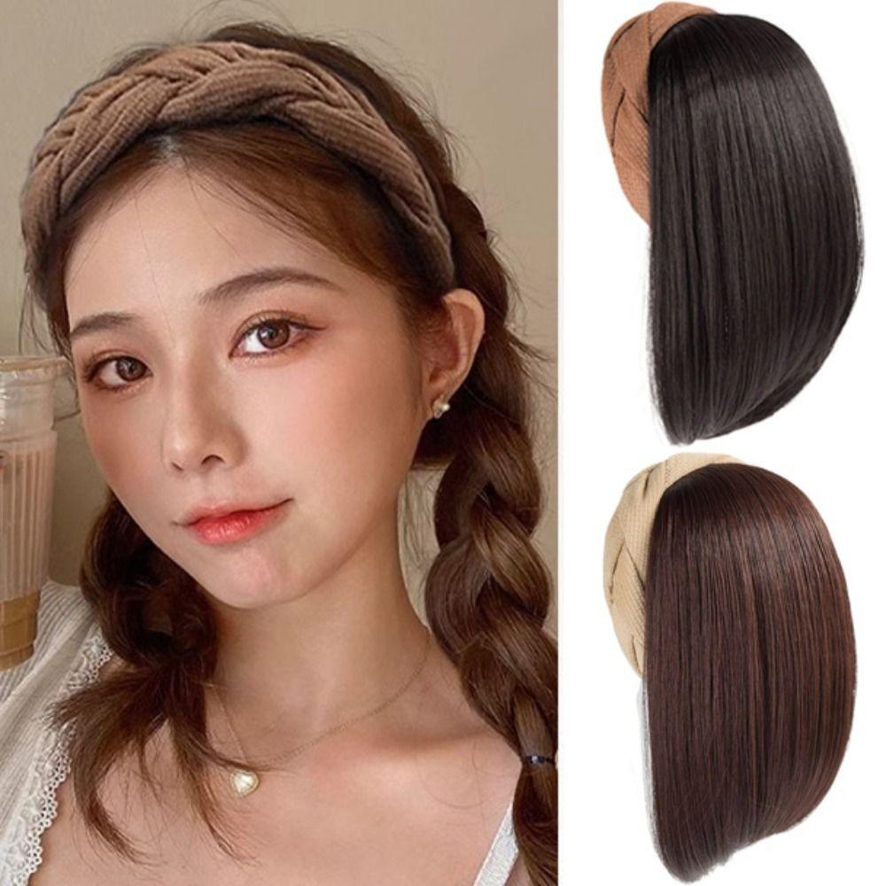 Clip In Half Headband Wig Fake Hair Women Hair Hoop Hair  Accessories Synthetic Headband Wigs