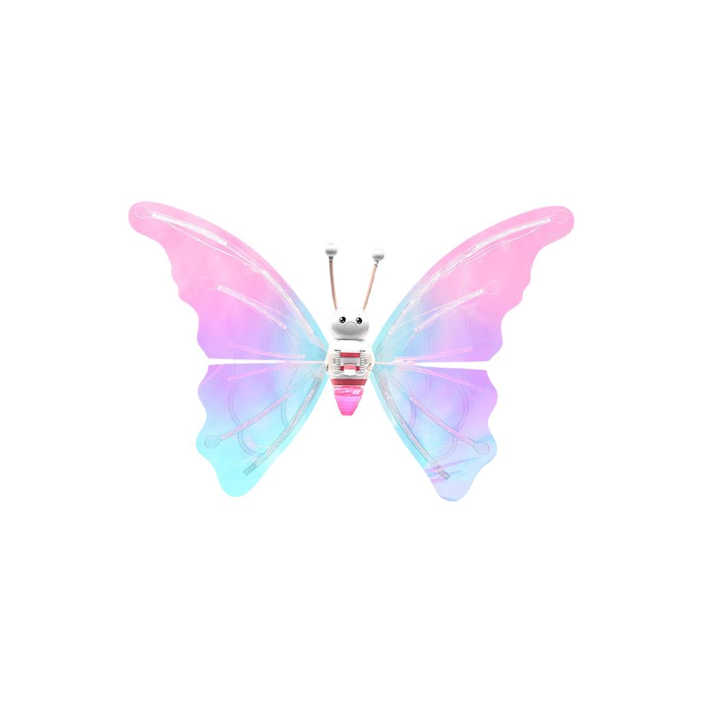 Electric Light Up Butterfly Bubble Toy Outdoor Wearable Wings with 40ml Bubble Solution for Children Play and Entertainment