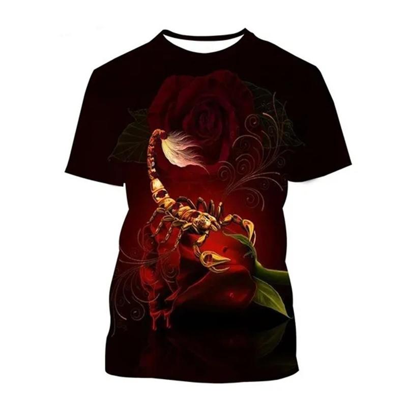 New summer Scorpion 3D printed T-shirt for men and women, animal fashion, round neck short sleeved, oversized Harajuku T-shirt