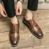 British style three-headed leather shoes business dress inner height increase pointed casual large size suit wedding shoes