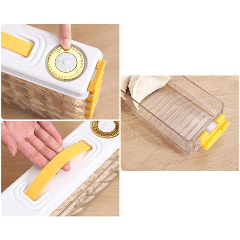 Saver Containers for Refrigerator Dumplings Storage Box with Handle Time Mark Kitchen Stackable Freezer Fridge Organizer