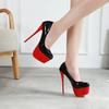 16CM Sexy Farblich Abgesetzte Plateau High Heels für Damen - Trendige Dünne Ferse Nachtclub Schuhe