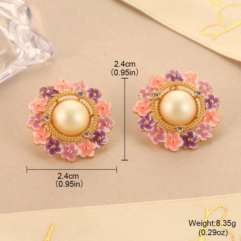 Naturalne Perłowe Kwiatowe Emaliowane Akcesoria Mori Słodki Nowy Design Kolczyki