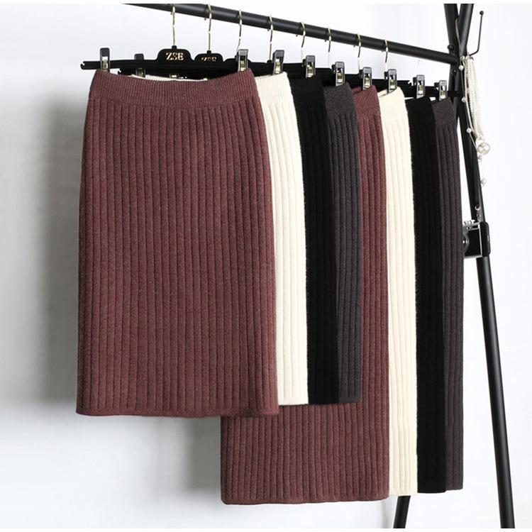 High-Quality Women's Slimming Knitted Bodycon Midi Skirt with Elastic Waist & Slit - Autumn/Winter 2025 Collection