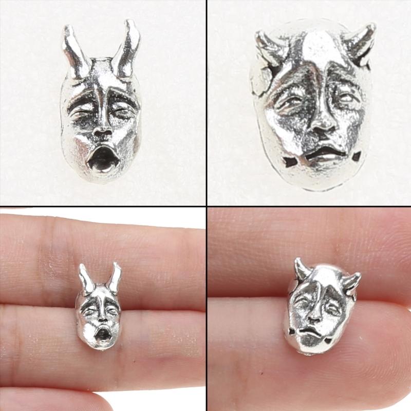 Modische Teufel Prajna Totenkopf Ohrstecker Trend Gehörnter Dämon Babygesicht Ohrringe Coole Ohrstecker Schmuck Anhänger für Unisex