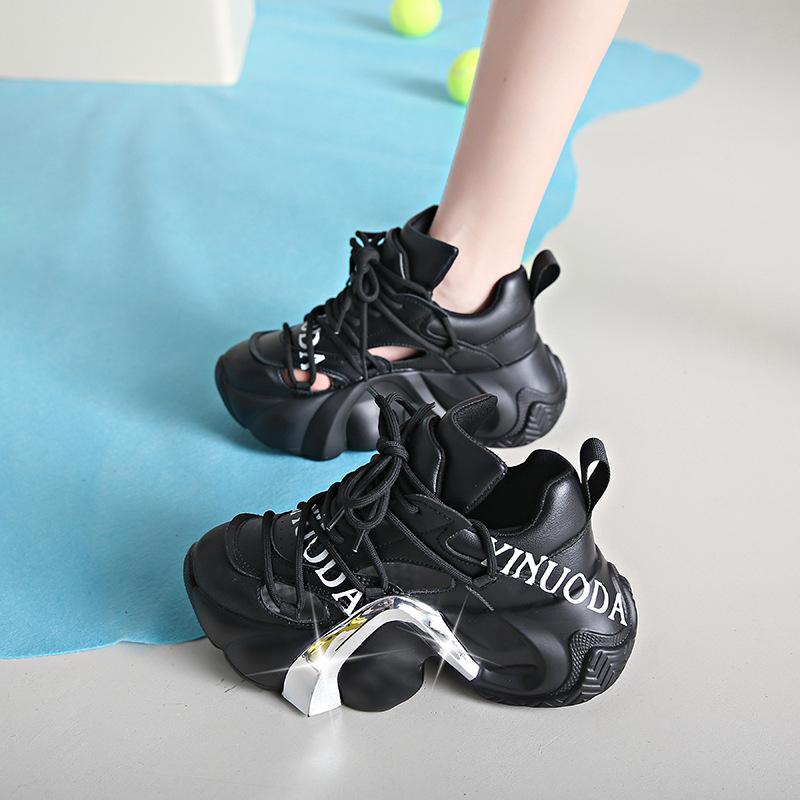 Fashion Summer Shiny Sequins Chunky Platform Sneakers Women Lace Up Breathable Height Increase Shoes Women Fashion Cute Pink Sneaker