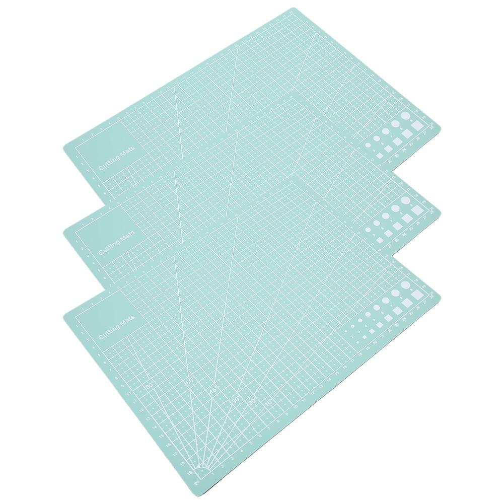 3Pcs Tapete de Corte A4 Verde Menta Modelo Corte Pad Papel Carimbo de Borracha Gravura Escala Placa