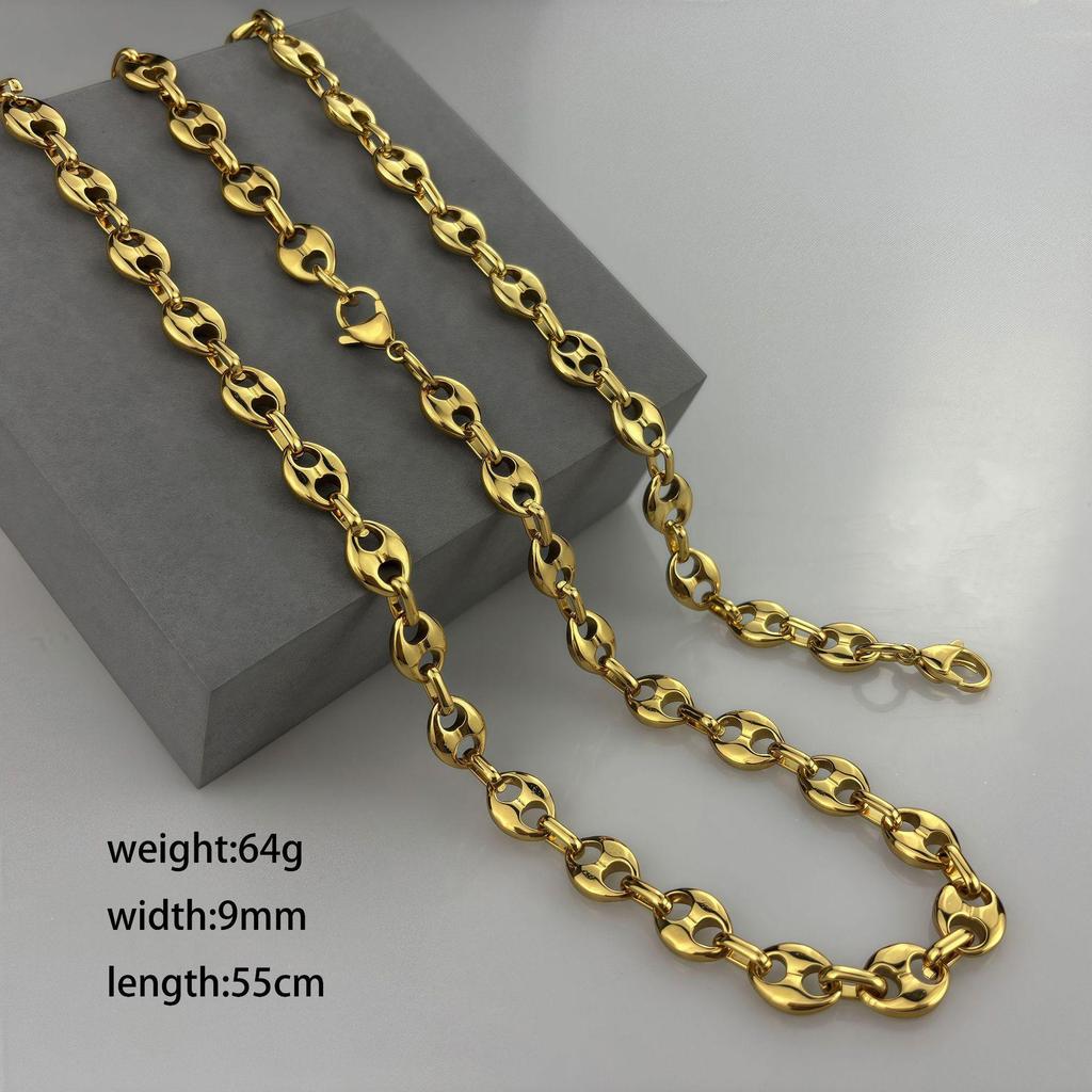 18k Vergoldetes Kaffeebohnen-Ketten-Halsketten- und Armband-Set