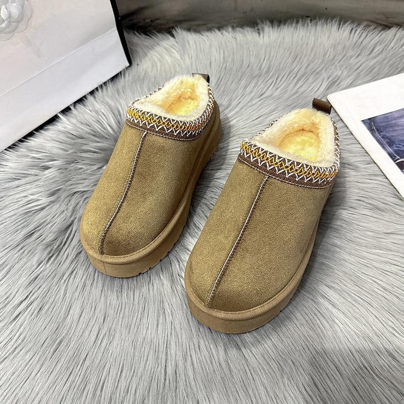 Winter neue Schneestiefel mit dicker Sohle Damen Halbpack Absatzhöhe Erhöhung vielseitige lässige Samtschuhe Outdoor warm große Baumwolle