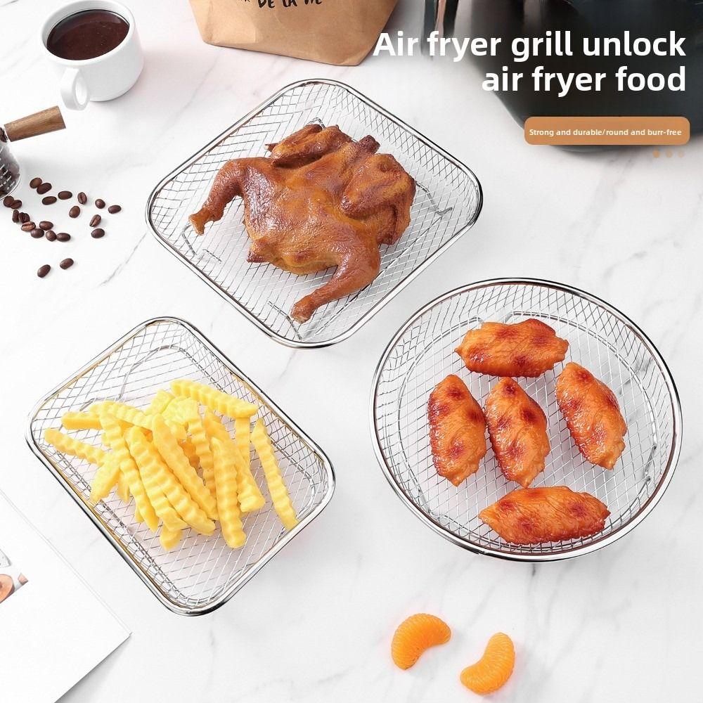 Stainless Steel Air Fryer Rack Non-Stick Airfryer Tray New Grill Basket Kitchen Gadgets
