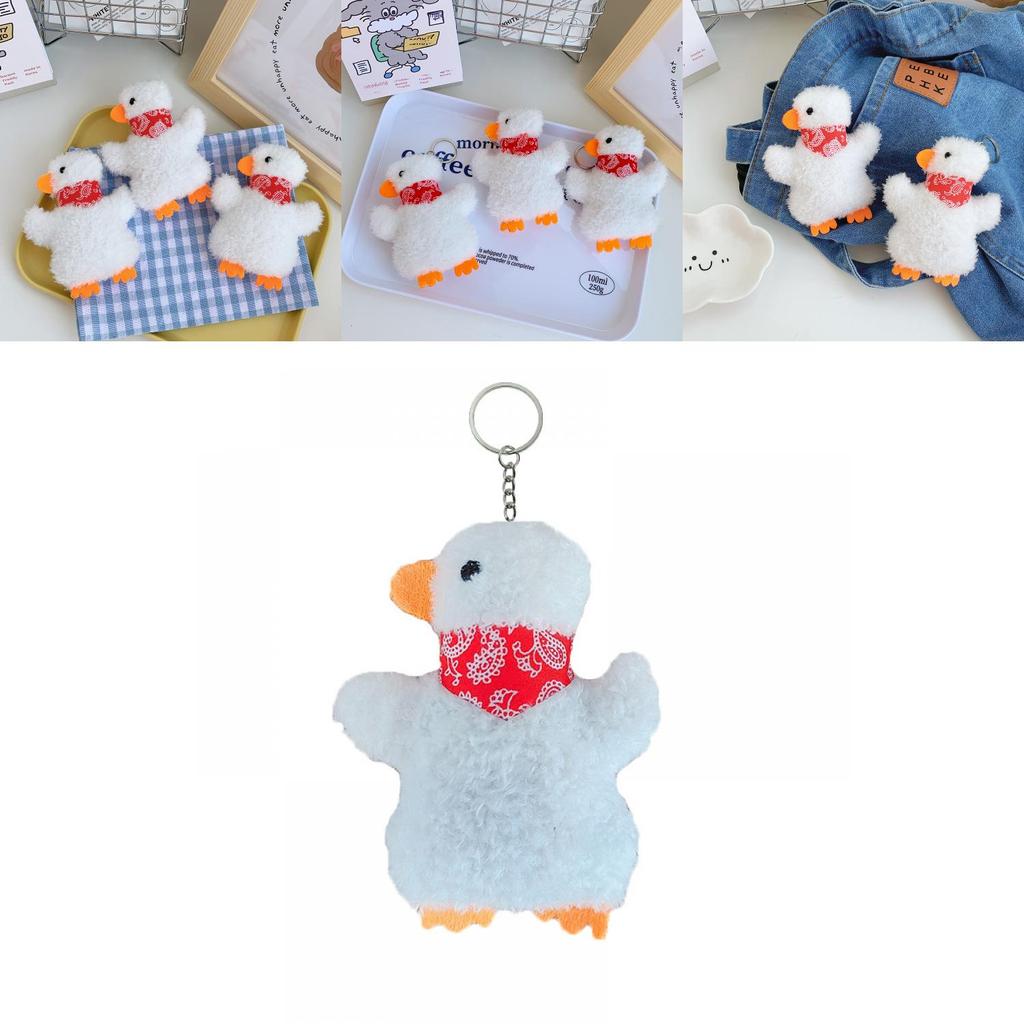Adorable Duck Plush Toy With Scarf Creative Small-size Stuffed Animal For Bags And Keys