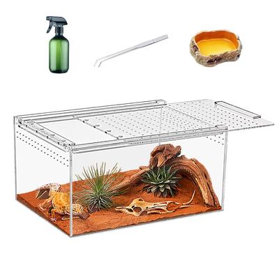 Reptilien-Terrarium-Set, 30*18*15 cm, Reptilien-Zuchtbox, Magnetischer Acryl-Käfig, für Vogelspinnen, Einsiedlerkrebse, Springspinnen, Leguane, Leopardgecko