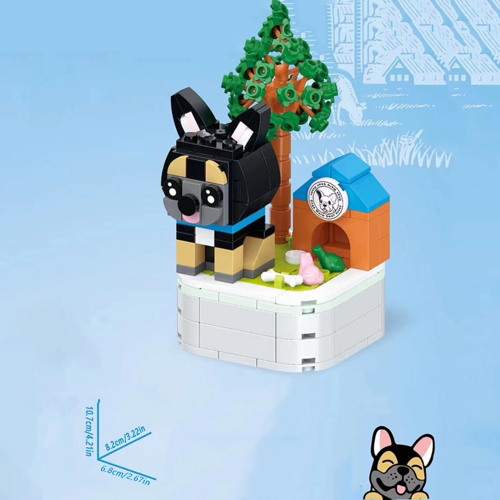 Pet Dog Series Potted Poodle Cute Dog Chihuahua Decoration Shepherd Dog Block Flower Puzzle Toy, Giftuzzle Toy, Gift for Friends