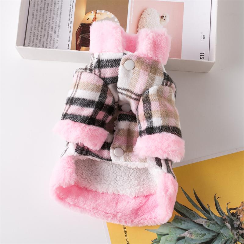 Soft Warm Dog Clothes Warm Pet Plaid Jacket For Dogs Cats Coat Jacket For Small Medium Dogs Pets Costumess