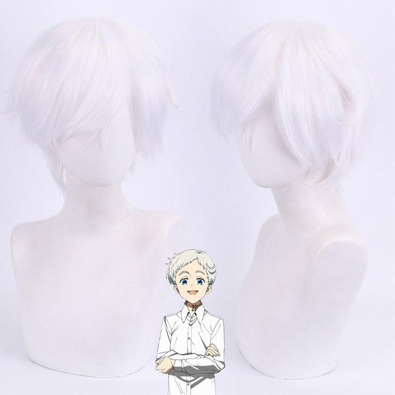 

Норман 30 см короткий чистый белый парик для косплея аниме обещанный Неверленд Yakusoku no Neverland термостойкие парики из волос 30CM белый
