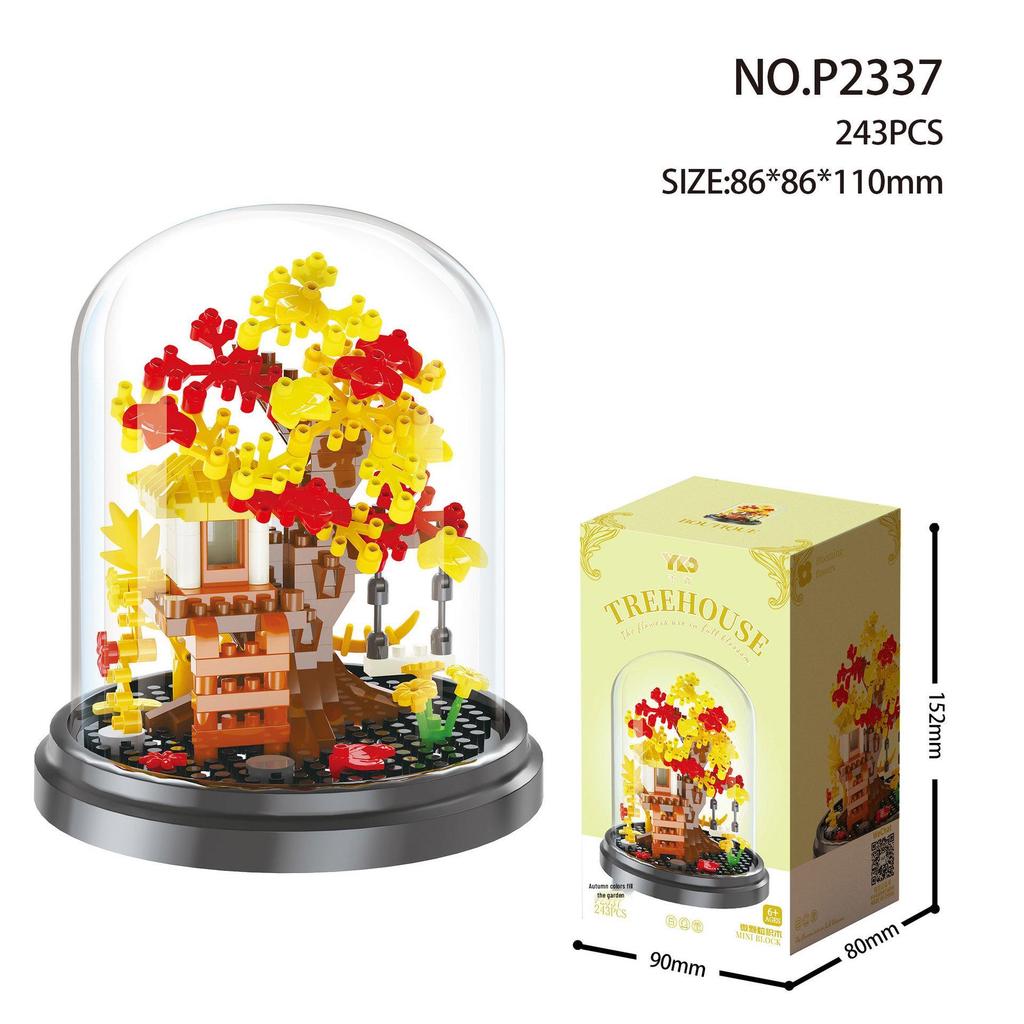 Yu Gao Insect & Hibiscus Rose Building Block Flowers - Compatible with Lego, Assembled Ornament Toys