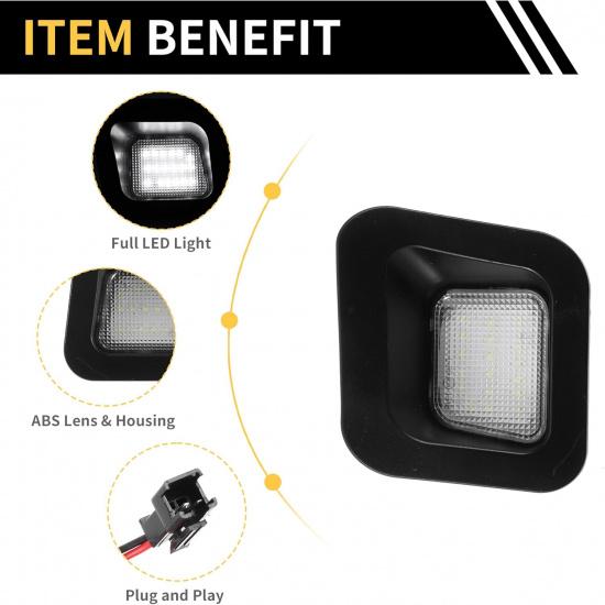 2 Pcs LED License Plate Light Tag Lamp Assembly for Dodge for Ram 1500 2500 3500 2003-2018 No.55078095AE White 6500K White Lens