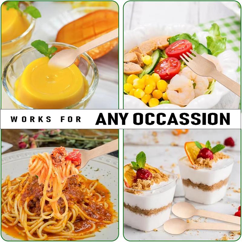 100 Pcs Disposable Wooden Cutlery Forks/Spoons/Cutters Knife Party Supplies Kitchen Utensil Dessert Tableware Packing Set