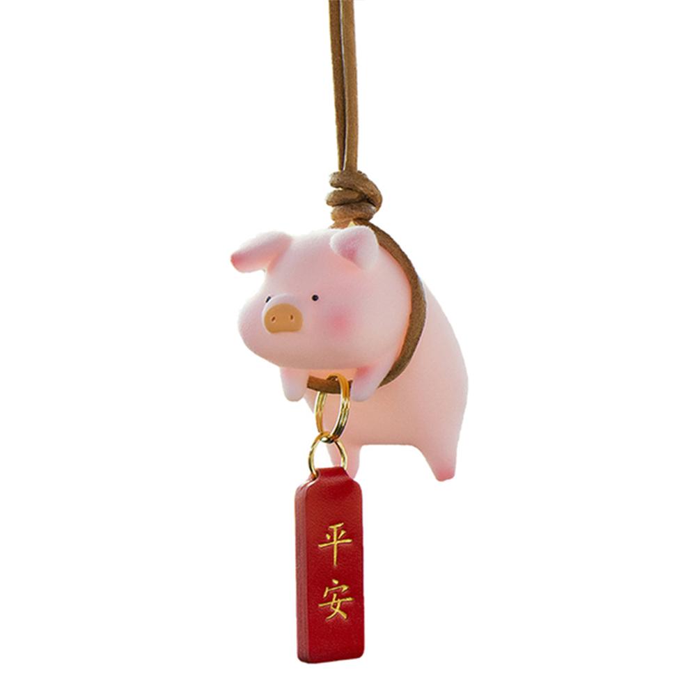 Car Pendant Cute Pig Car Accessorie Swing Pig Auto Pendant Car Rearview Mirror Pendants Birthday Gift Auto Decoraction Ornaments