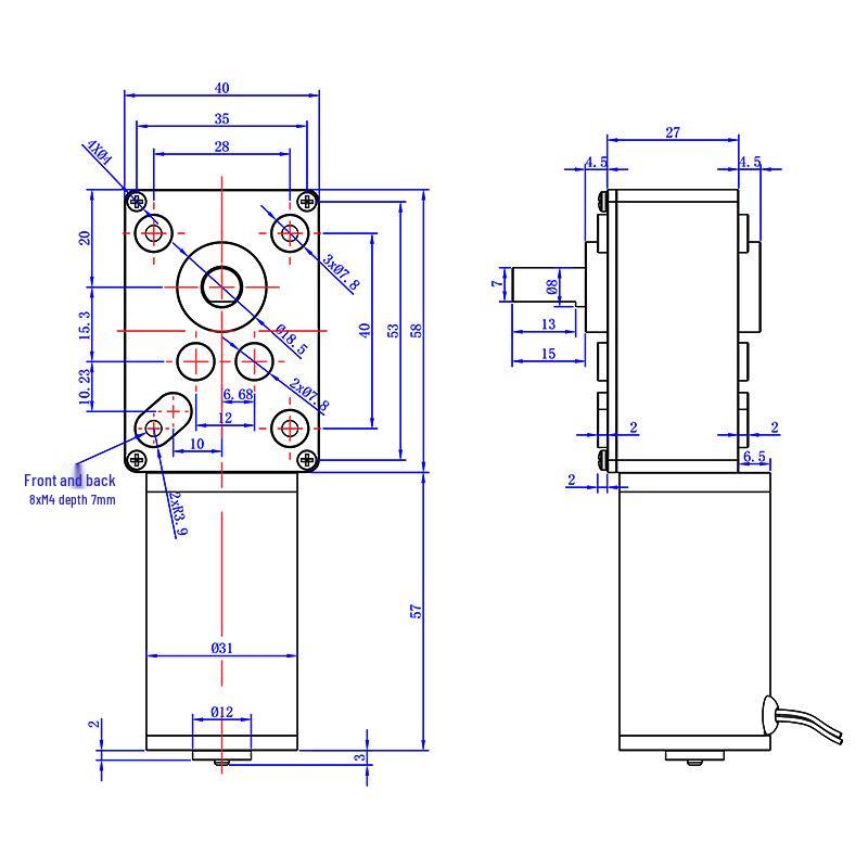 Mingyang 12V/24V Mini DC High Torque 5840-31ZY Worm Gear Motor with Adjustable Speed