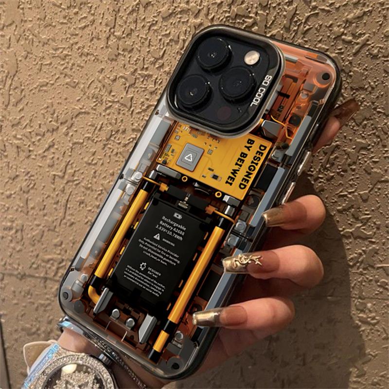 Advanced Circuit Board Electroplate Silver IMD Phone Case For iPhone 16 15 14 13 12 11 Pro Max 7 8 16 Plus 16E SE X XS XR Cover