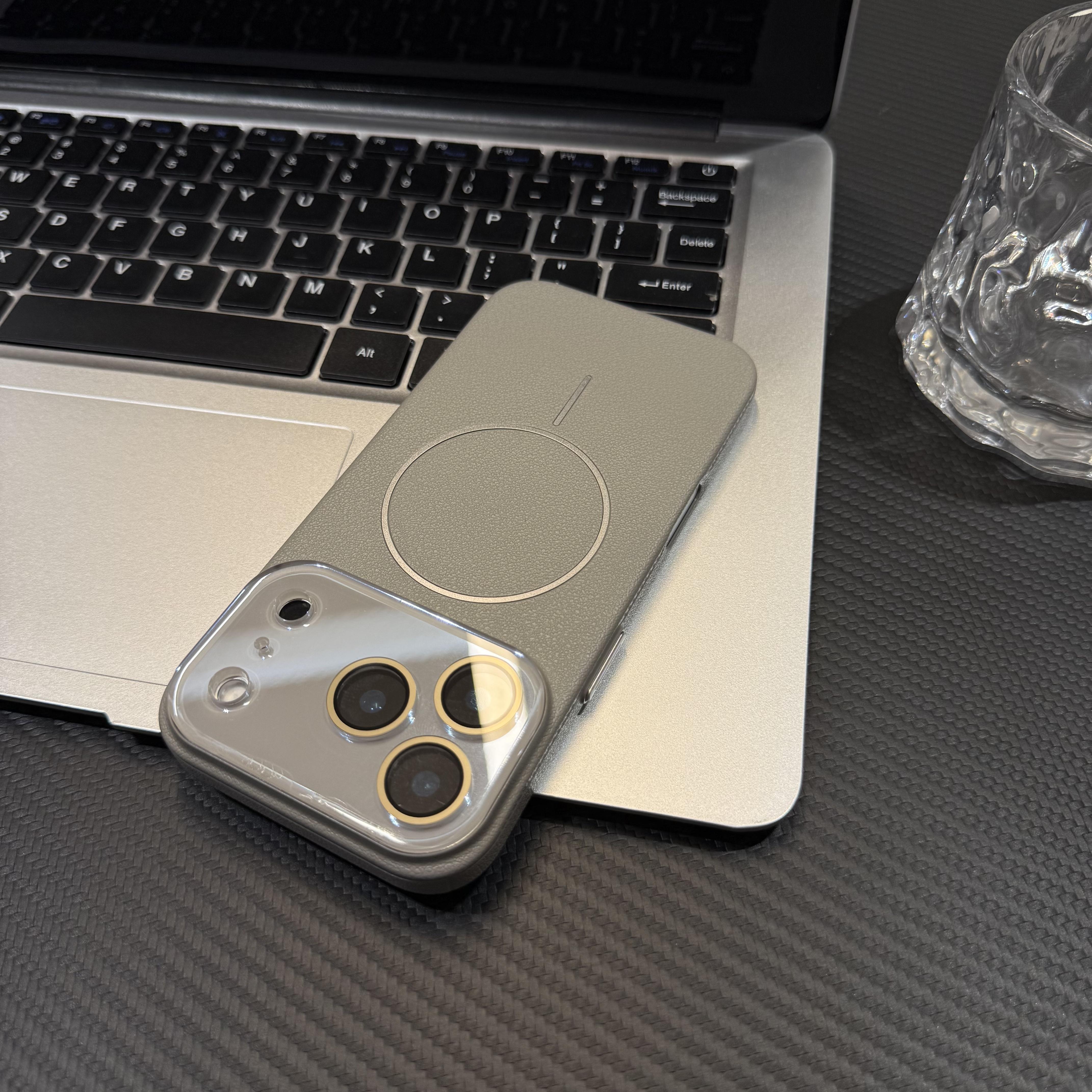 

For Magsafe Charge Leather Texture Soft Case for iPhone 17 Air 16 15 14 Plus 13 12 Pro Max Glass Camera Protection Magnetic Capa For iPhone 15 Pro