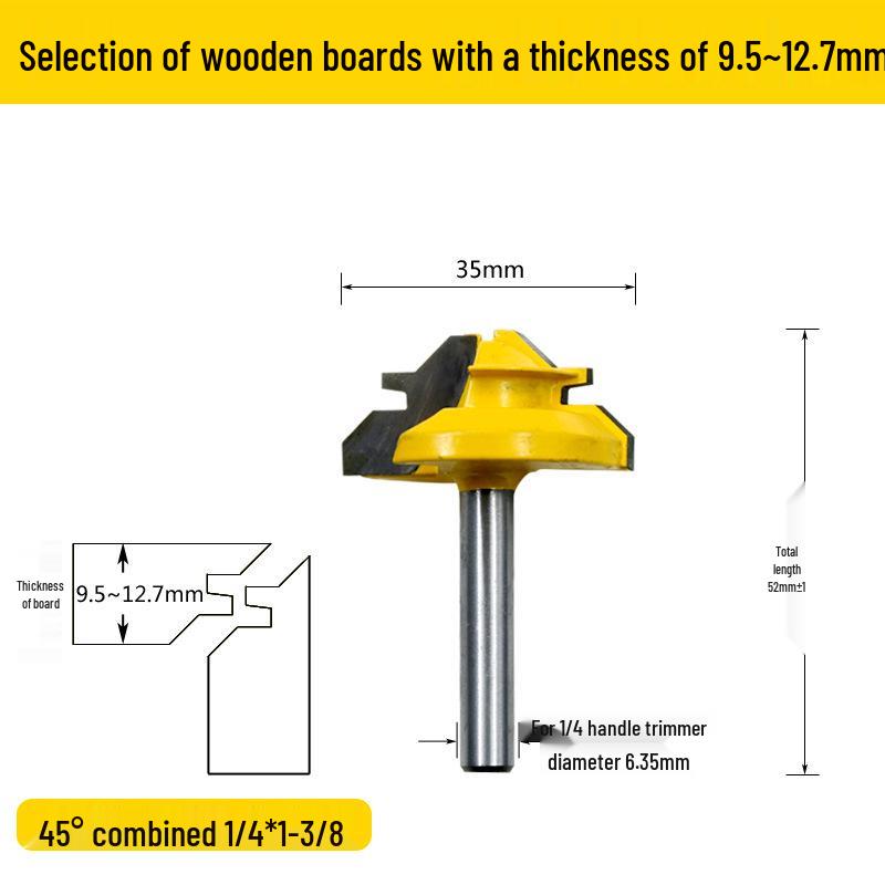 45-Degree Tenon Joint Trimmer, Mortise and Tenon Woodworking Engraver, 90-Degree Right Angle Milling Cutter, Panel Joining Blade