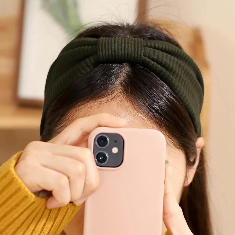 Daily Headband Designer Headband Angel Scrunchie Ribbon Ribbed Turban Khaki