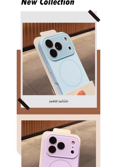 iPhone 17 Pro Max Liquid Silicone Magnetic Phone Case with Ring and Mirror Drop Protection