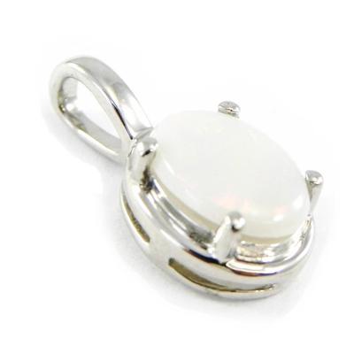 [H7485] - Artisan Silver Pendant 'Goddess Opal' Silver White (rhodium-plated) - 10x9 Mm