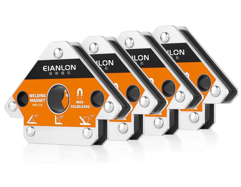 EIANLON Schweißen Schweißen Rechter Winkel Schweißen Dreieck Schweißen Magnetische Fixierungswinkel Stark Magnetisch Leistungsstark 25kg Saugkraft Schweißsatz 4er-Set Magnet,