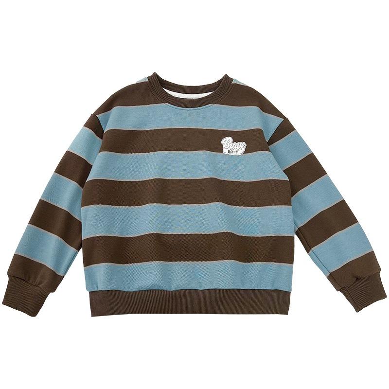 

Весна и осень Мальчики Новый Красивый Длинный Рукав Полосатый Свитшот 170cm синий