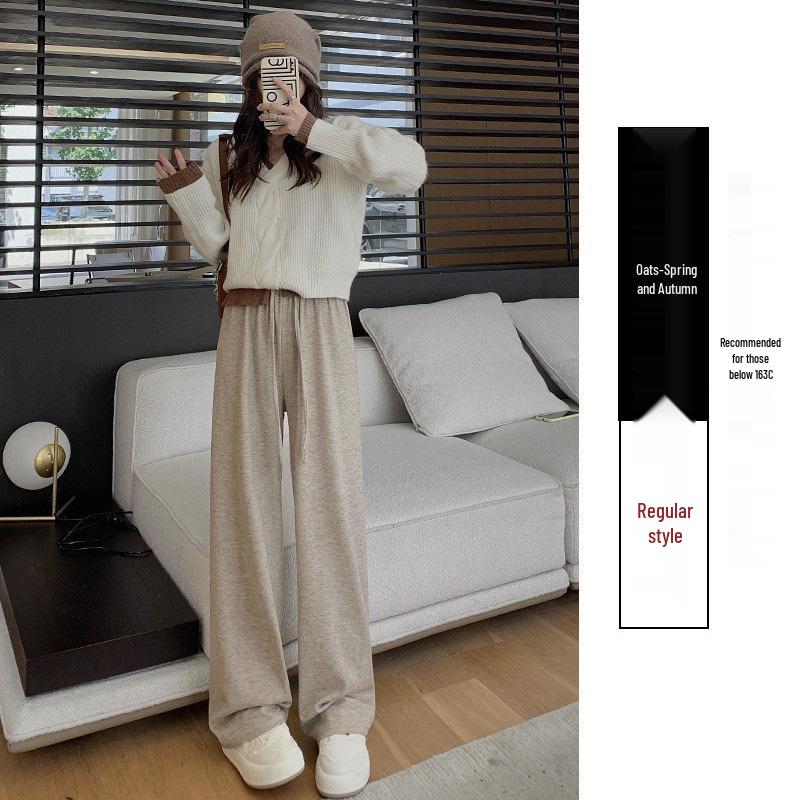 

Женские брюки с широкими штанинами на флисовой подкладке: Осень/Зима 2024 Повседневные Мягкие Свободные Брюки Моти Прямого Покроя S (80-95 lbs)