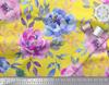 Soimoi Japan Crepe Satin Fabric Leaves & Peony Flower Print Fabric by the Metre 42 Inch