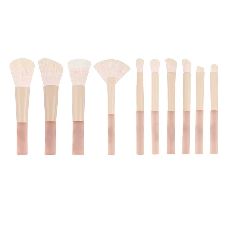 10-Piece Peach Makeup Brush Set: Loose Powder, Stippling, Eyeshadow, Blending, Concealer, Contour Brushes