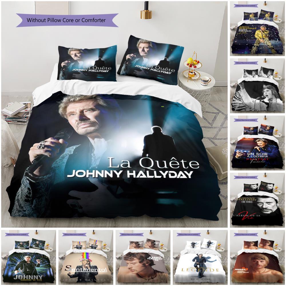 1PC Johnny Hallyday pattern Bedding Quilt Set Quilt Cover Pillowcase Home Decoration Birthday Gift (1 * duvet cover + 19 * pillowcase, without core)