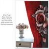 Red Rose Curta,Valentines Romantic Rose Print Burgundy Red And Black Flower Window Treatments For Women Girls Home Decor