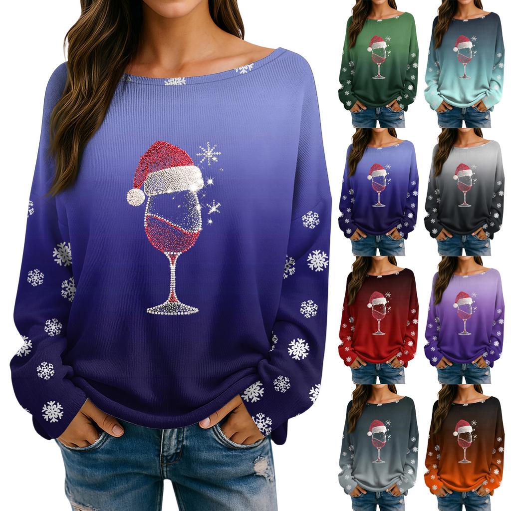 Womens Fall Sweaters Long Sleeve Print Tops Pullover Sweaters Loose Dressy Casual Basic Clothes