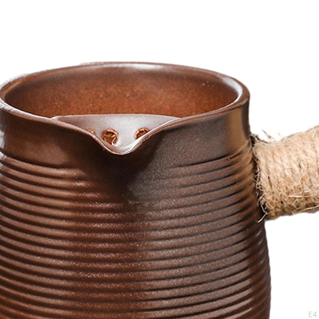 500ml Ceramic Teapot for Boiling Water Durable with Rope Wrapped Handle Tea Maker Lovers