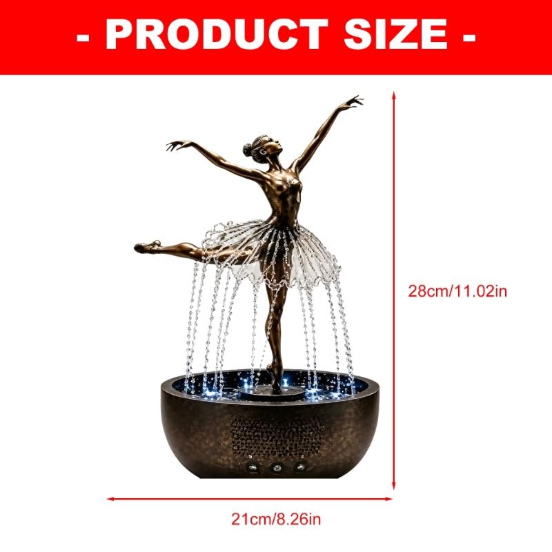 Tisch-Dekoration Wasserspiel Figur Akzent für Wohnzimmer Schlafzimmer oder Arbeitszimmer Aufstellung, Künstlerisches Indoor-Heimstück 21 x 21 x 28 cm