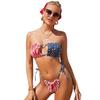 European & American Flag Bikini Set - Push-Up, Split Style Women's Swimsuit
