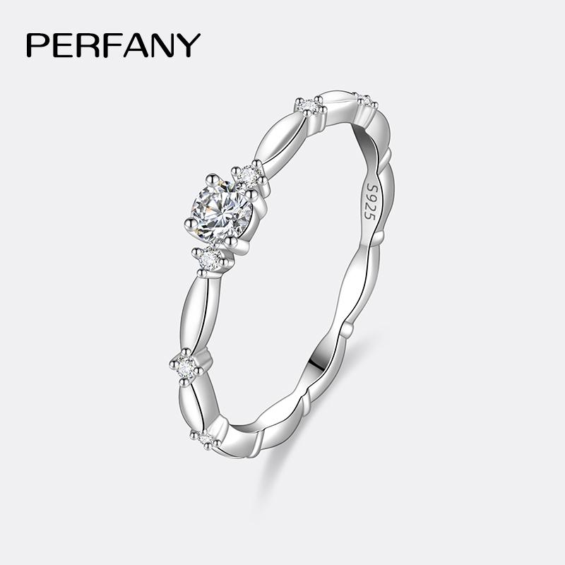 PERFANY 0.1CT Four Claw Moissanite Ring for Women S925 Pure Silver Stackable Simulation Diamond Engagement Exquisite Jewelry 5