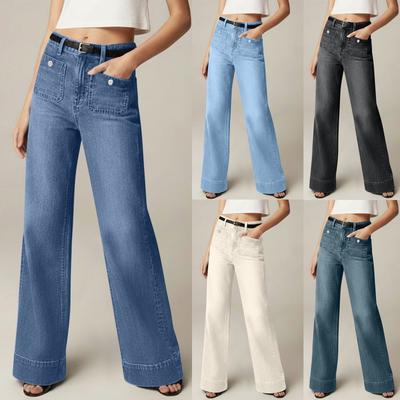 Pantaloni Lunghi da Donna alla Moda, Vestibilità Slim, Versatili, Leggermente Svasati, Jeans Casual
