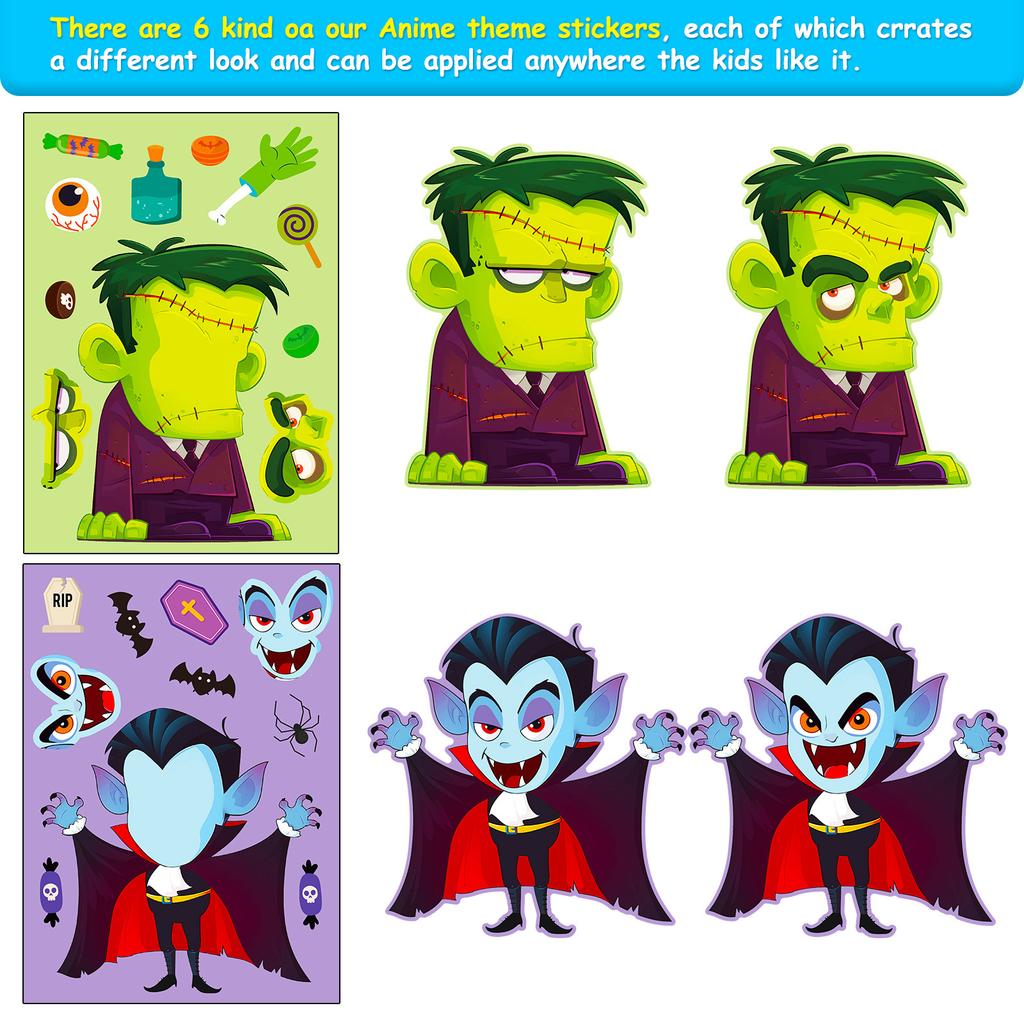 Halloween series face-changing stickers cartoon ghost pumpkin puzzle stickers Halloween stickers face-changing stickers
