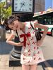 Wine Stained Cherry Korean Girl Lace Summer Dress New Sweet and Thin Skirt Short