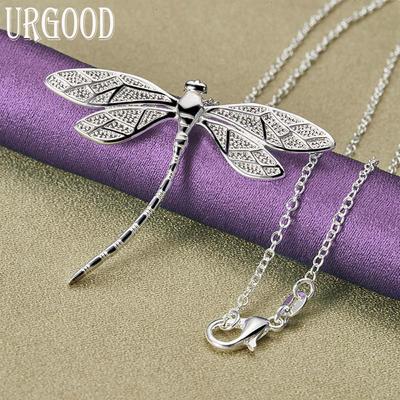 925 Sterling Silver Romantic Dragonfly Pendant Necklace Gift Fashion Jewelry