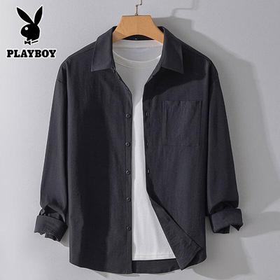 Men's Japanese Style Solid Long Sleeve Shirt