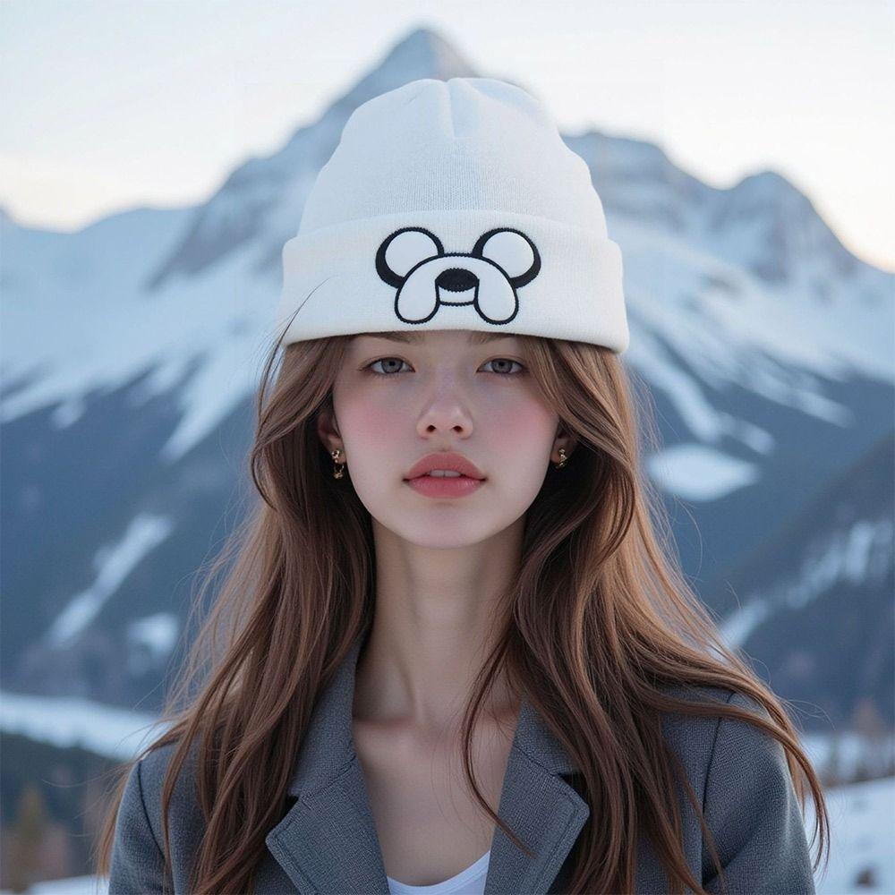 Embroidery Knitted Cap Ear Protection Beanie Hats Fashion Bonnet  Outdoor
