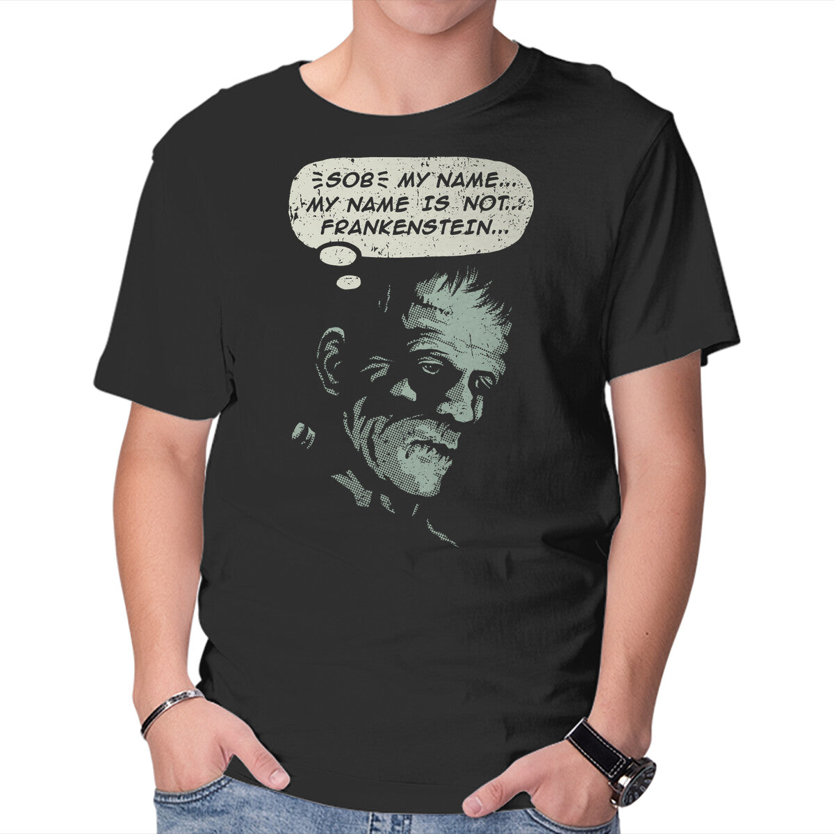 Unisex Crew Neck T-Shirt My Name Is Not Frankenstein Graphic Short Sleeve Casual Tee XL