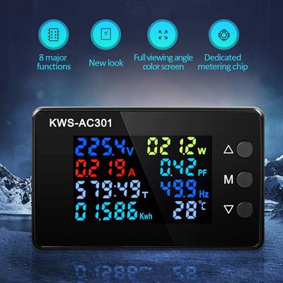 KWS-AC301 Wattmeter Power Meter Voltmeter AC 50-300V Voltage 8 In 1 Multifunction AC Electricity Meter 0-20/100A Detector